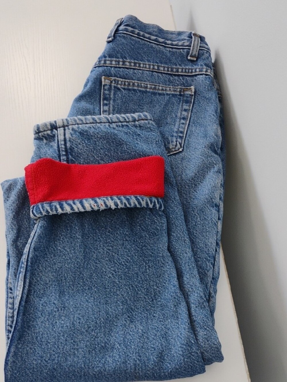 Vtg Plow & Hearth Polartec Fleece Lined Winter Denim Jeans Ladies EUC 12 Short